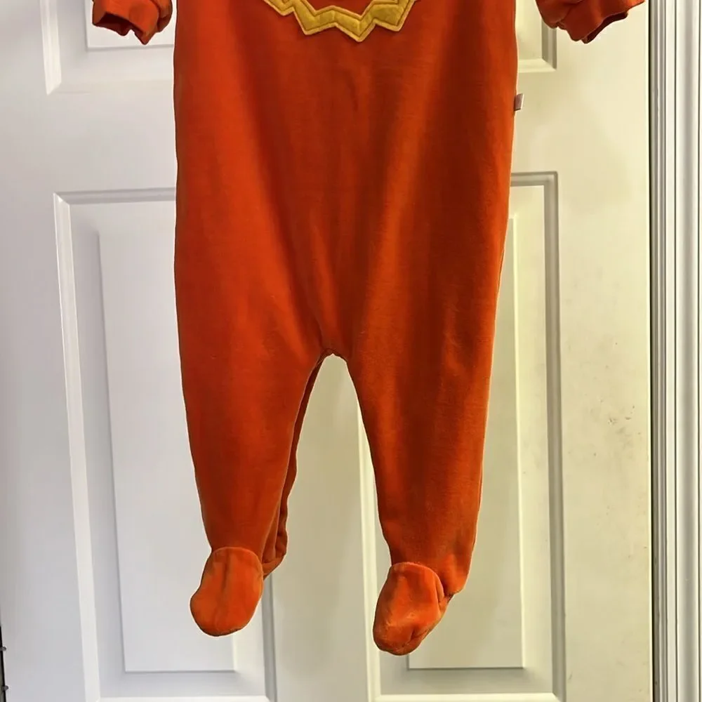 Osh Kosh Baby Orange Pumpkin Soft Fleece Snap One Piece with Hat- 12 months